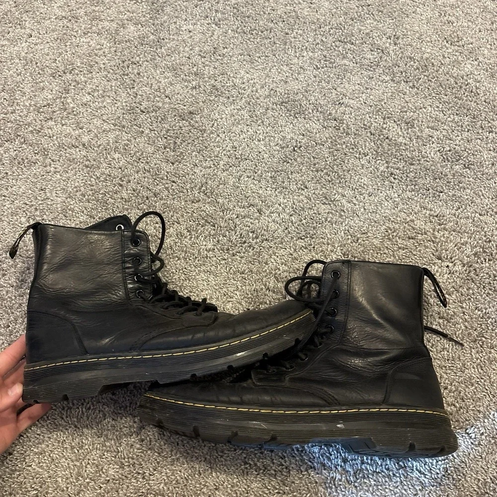 Dr. Martens Combs Leather Black Combat Boots Mens Sz 13 AW004 Air Wair Lace Up